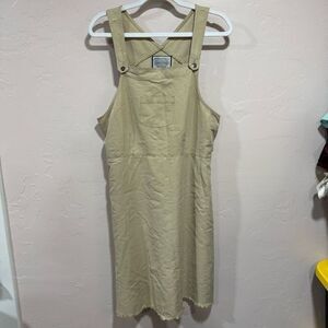 Directives Lyocell Khaki Jumper Dress overall dress Pockets Adjustable Straps